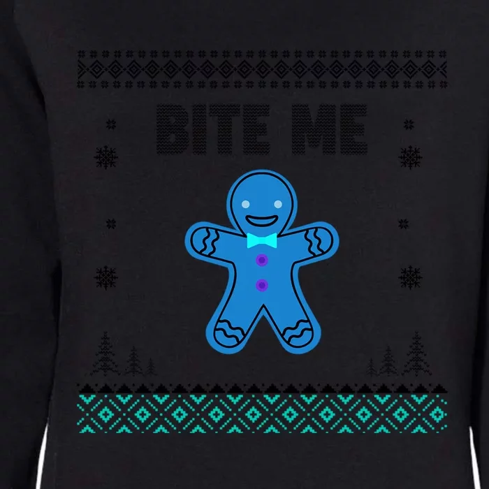 Bite Me Gingerbread Funny Ugly Sweater Christmas Hat Gift Womens California Wash Sweatshirt