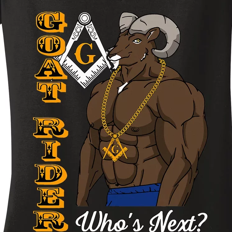 Brothers Masons Goat Rider WhoS Next Masonic Women's V-Neck T-Shirt