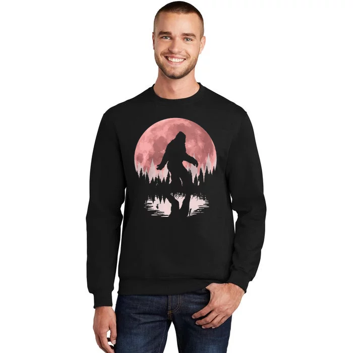 Bigfoot Moon Graphic Night Forest! Cool Sasquatch Men Women Tall Sweatshirt