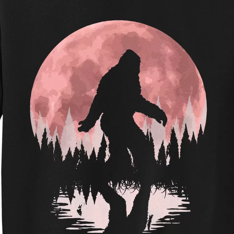 Bigfoot Moon Graphic Night Forest! Cool Sasquatch Men Women Tall Sweatshirt