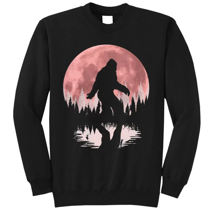 Bigfoot Moon Graphic Night Forest! Cool Sasquatch Men Women Tall Sweatshirt