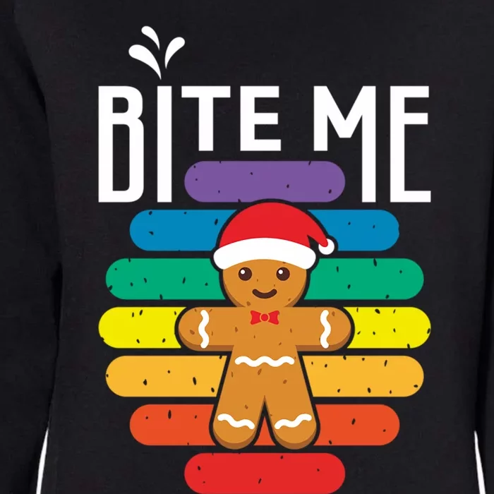 Bite Me Gingerbread Lgbt Xmas Cookie Gay Christmas Gift Womens California Wash Sweatshirt