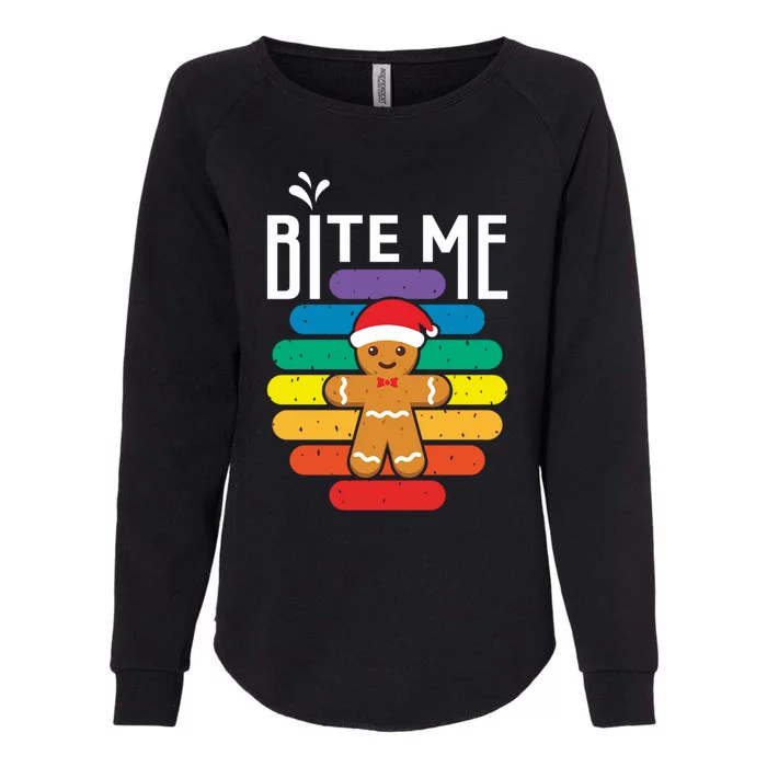 Bite Me Gingerbread Lgbt Xmas Cookie Gay Christmas Gift Womens California Wash Sweatshirt