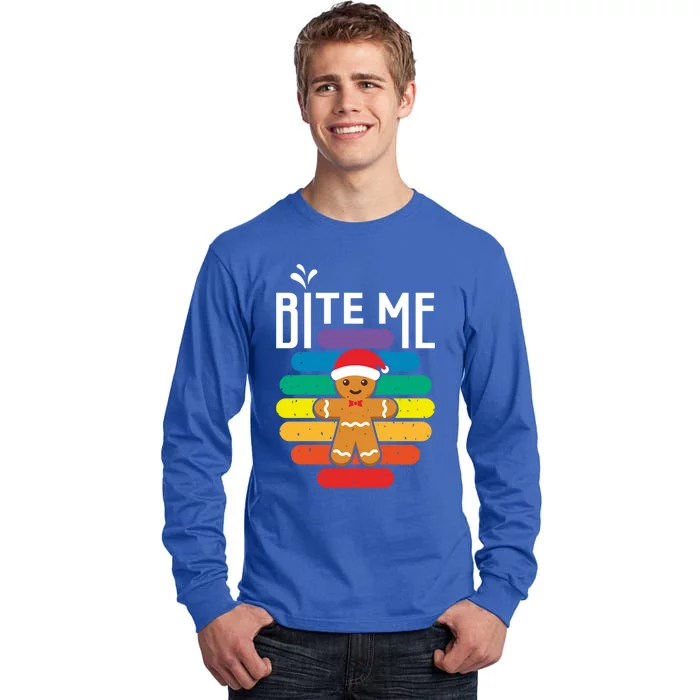 Bite Me Gingerbread Lgbt Xmas Cookie Gay Christmas Gift Tall Long Sleeve T-Shirt