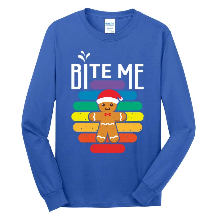 Bite Me Gingerbread Lgbt Xmas Cookie Gay Christmas Gift Tall Long Sleeve T-Shirt