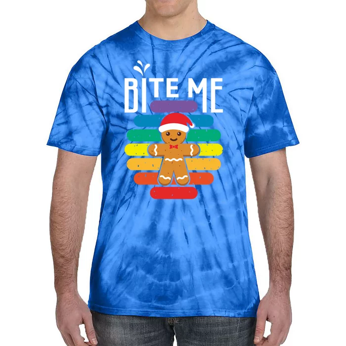 Bite Me Gingerbread Lgbt Xmas Cookie Gay Christmas Gift Tie-Dye T-Shirt