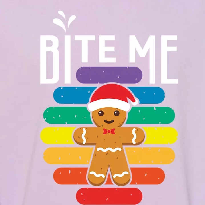 Bite Me Gingerbread Lgbt Xmas Cookie Gay Christmas Gift Garment-Dyed Sweatshirt