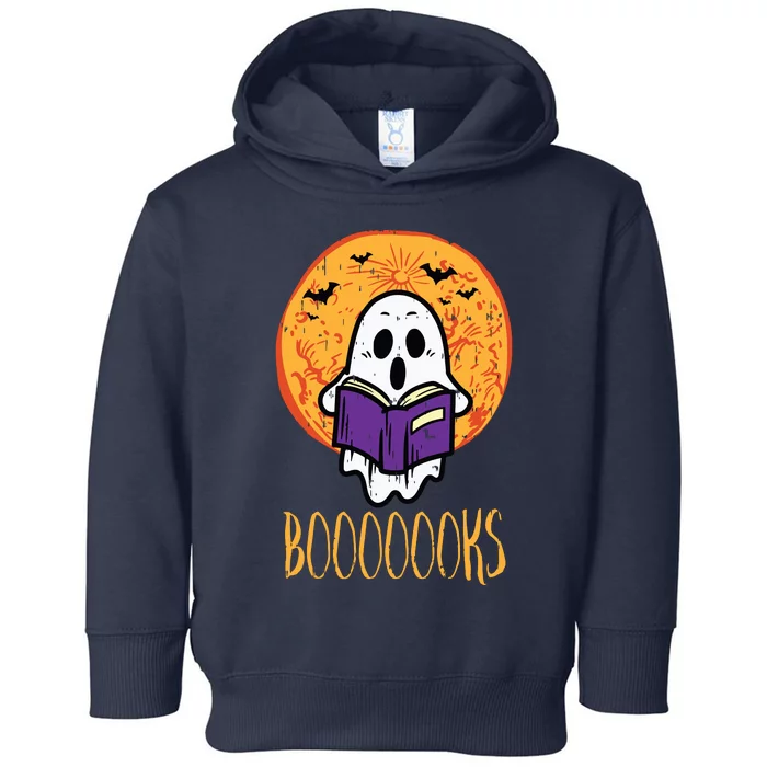 Boooks Moon Ghost Reading Halloween Bookworm Librarian Book Toddler Hoodie