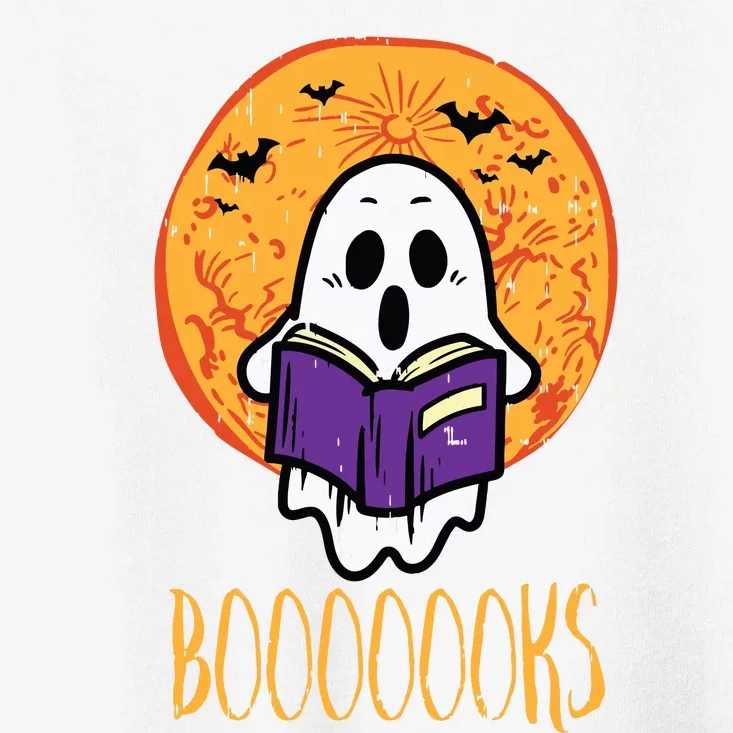 Boooks Moon Ghost Reading Halloween Bookworm Librarian Book Toddler T-Shirt