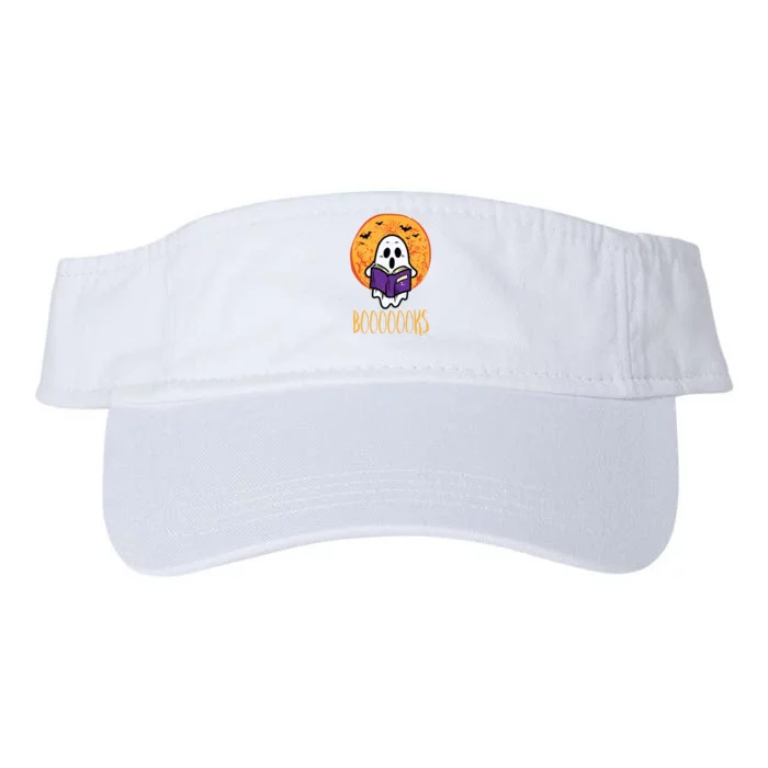 Boooks Moon Ghost Reading Halloween Bookworm Librarian Book Valucap Bio-Washed Visor