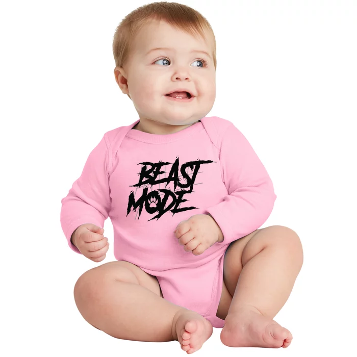 Beast Mode Gym Motivation Graphic Baby Long Sleeve Bodysuit