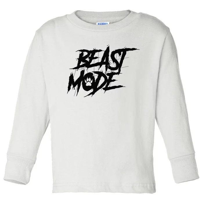 Beast Mode Gym Motivation Graphic Toddler Long Sleeve Shirt