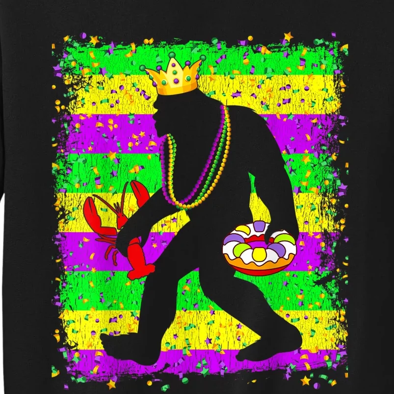 Bigfoot Mardi Gras Sasquatch Funny Men Carnival Festiva Tall Sweatshirt