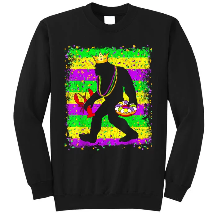 Bigfoot Mardi Gras Sasquatch Funny Men Carnival Festiva Tall Sweatshirt