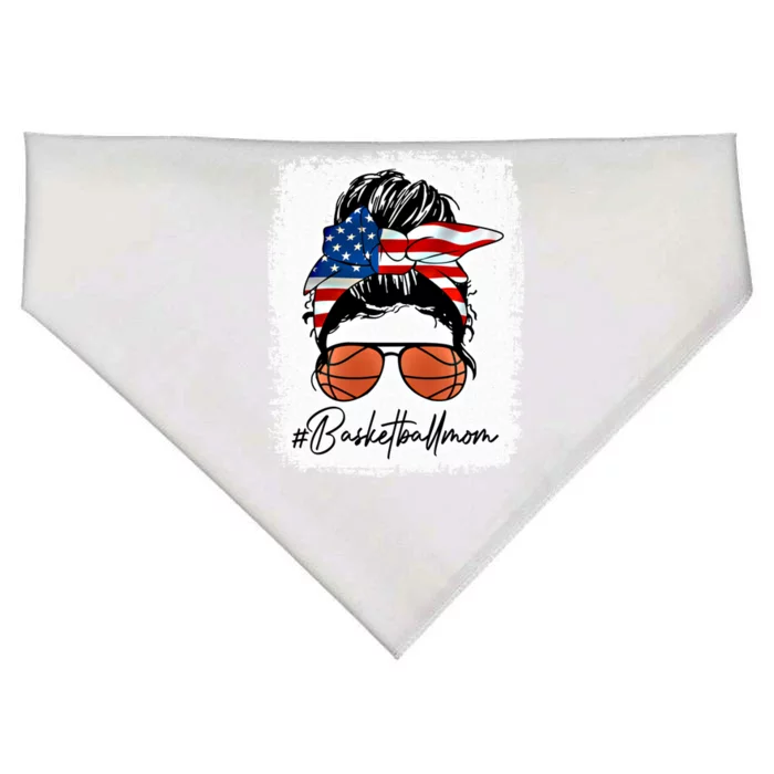 Basketball Mom Gift American Flag Messy Bun Basketball Mom Gift USA-Made Doggie Bandana