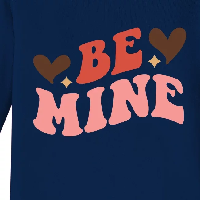 Be Mine Groovy Retro Valentine's Day Gift Baby Long Sleeve Bodysuit