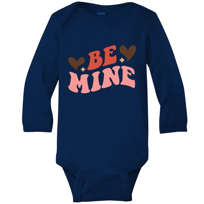 Be Mine Groovy Retro Valentine's Day Gift Baby Long Sleeve Bodysuit