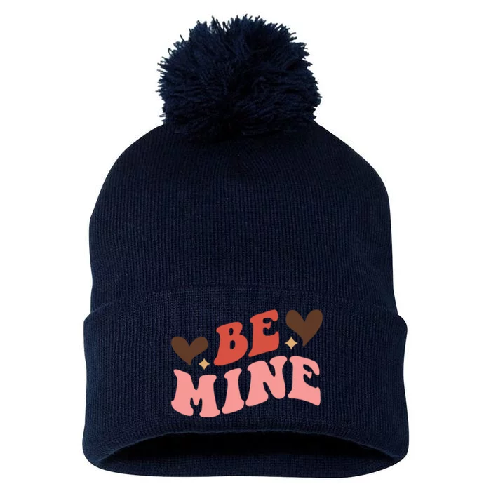 Be Mine Groovy Retro Valentine's Day Gift Pom Pom 12in Knit Beanie