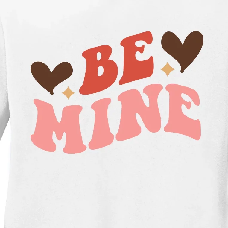 Be Mine Groovy Retro Valentine's Day Gift Ladies Long Sleeve Shirt