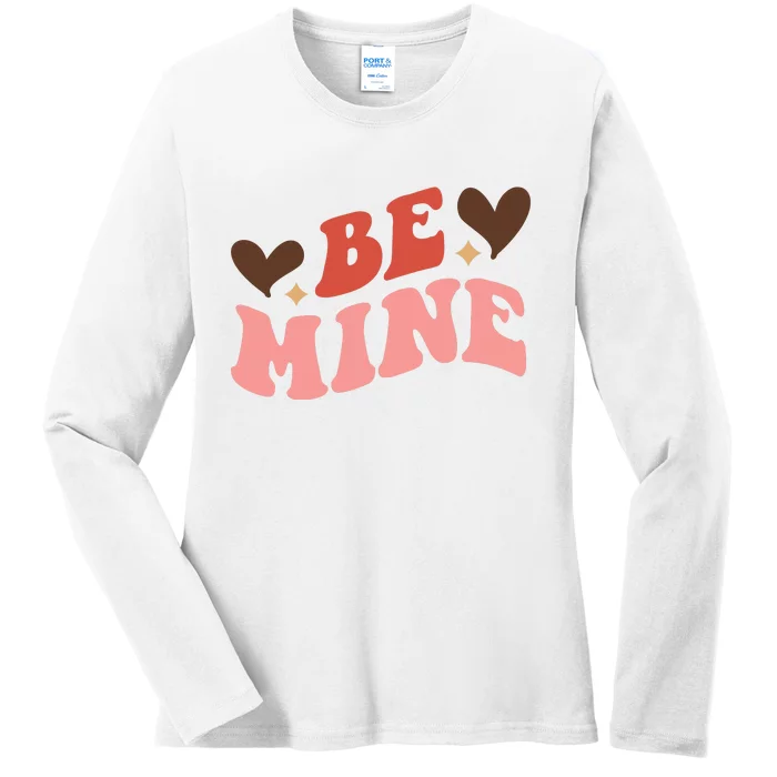 Be Mine Groovy Retro Valentine's Day Gift Ladies Long Sleeve Shirt