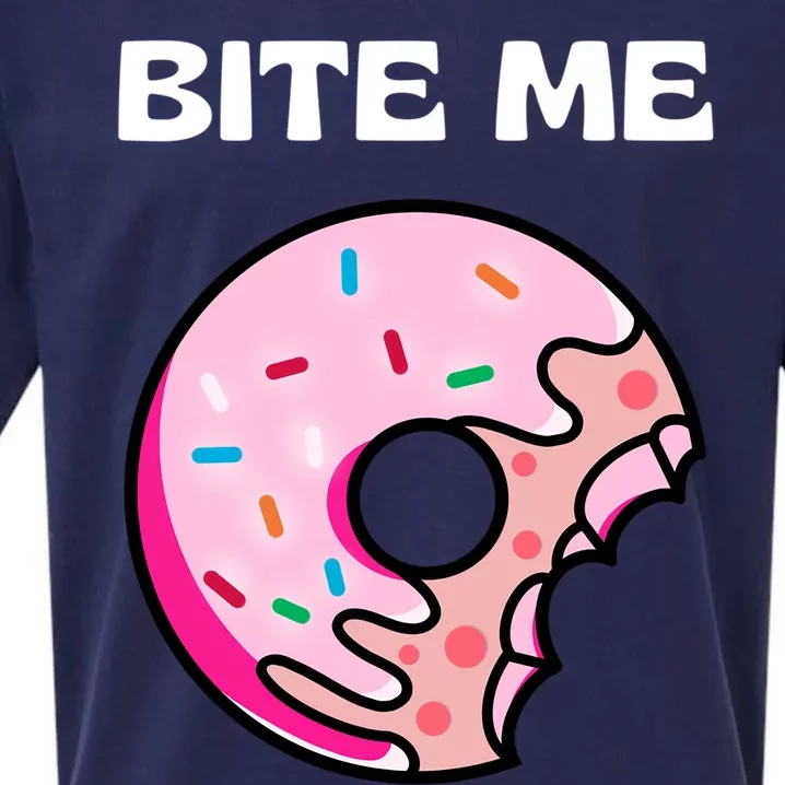 Bite Me Gift Donut Crew Gift Sueded Cloud Jersey T-Shirt