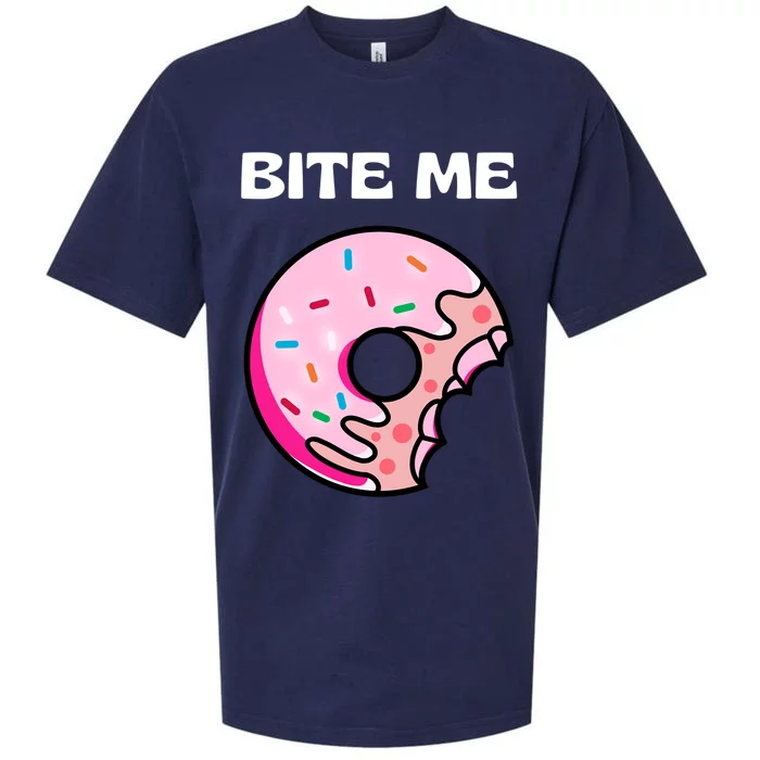 Bite Me Gift Donut Crew Gift Sueded Cloud Jersey T-Shirt