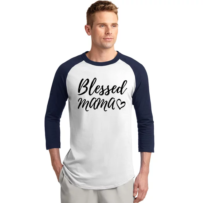 Blessed Mama Gift Christmas Family Matching Gift Baseball Sleeve Shirt