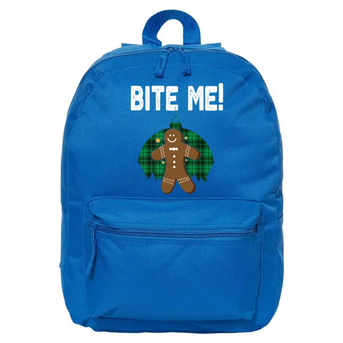 Bite Me Gift Funny Christmas Gingerbread Costume Cute Gift 16 in Basic Backpack