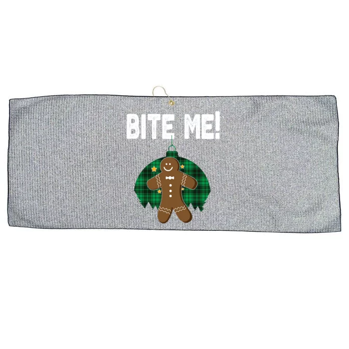 Bite Me Gift Funny Christmas Gingerbread Costume Cute Gift Large Microfiber Waffle Golf Towel