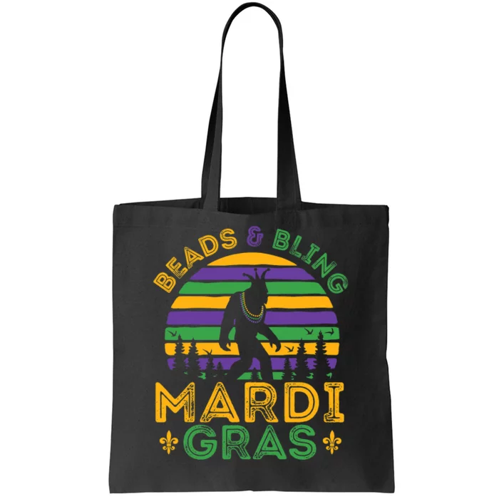 Bigfoot Mardi Gras Sasquatch Funny Gift Tote Bag