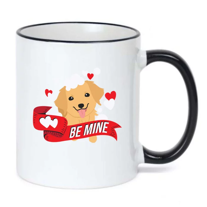 Be Mine Gift Funny Valentine's Day Cute Dog Puppy Gift Black Color Changing Mug