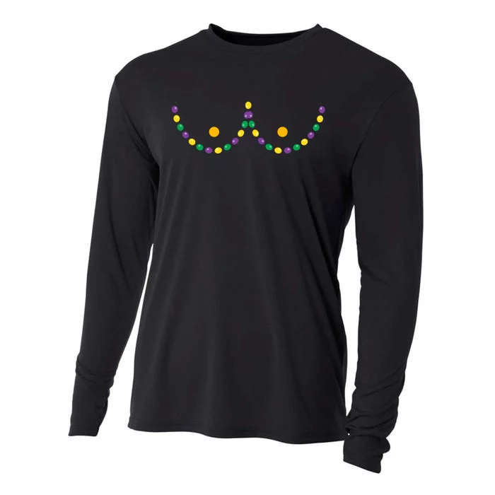 Boobs Mardi Gras Funny Beads Boobs Outline Cooling Performance Long Sleeve Crew