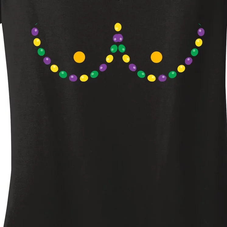 Boobs Mardi Gras Funny Beads Boobs Outline Women's V-Neck T-Shirt