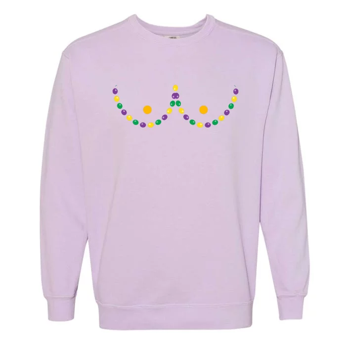 Boobs Mardi Gras Funny Beads Boobs Outline Garment-Dyed Sweatshirt