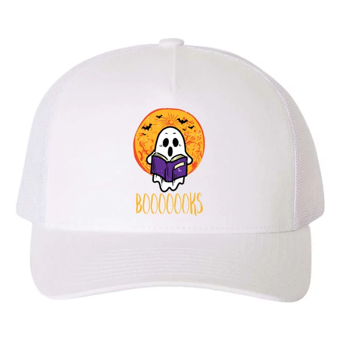 Boooks Moon Ghost Reading Halloween Bookworm Librarian Book Yupoong Adult 5-Panel Trucker Hat