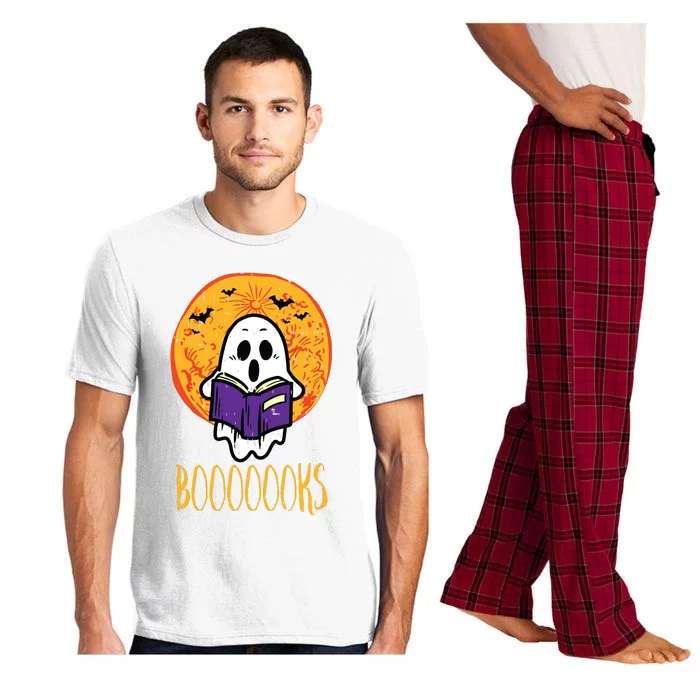 Boooks Moon Ghost Reading Halloween Bookworm Librarian Book Pajama Set