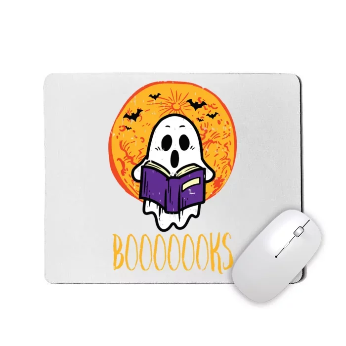 Boooks Moon Ghost Reading Halloween Bookworm Librarian Book Mousepad