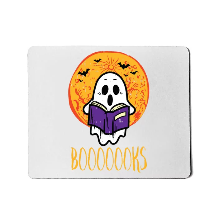 Boooks Moon Ghost Reading Halloween Bookworm Librarian Book Mousepad