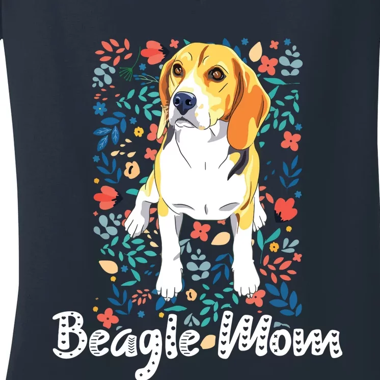 Beagle Mom Gifts For Funny Dog Lovers Beagle Mama Women's V-Neck T-Shirt