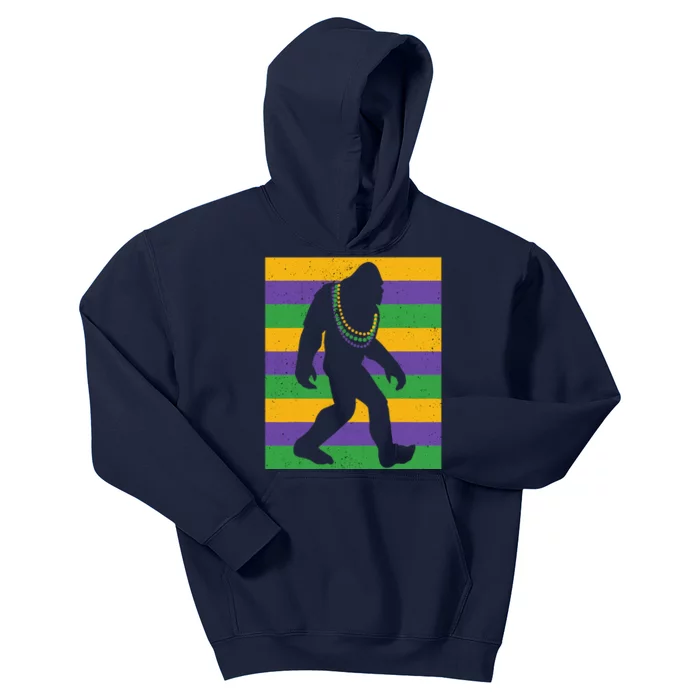 Bigfoot Mardi Gras Sasquatch Funny Gift Kids Hoodie