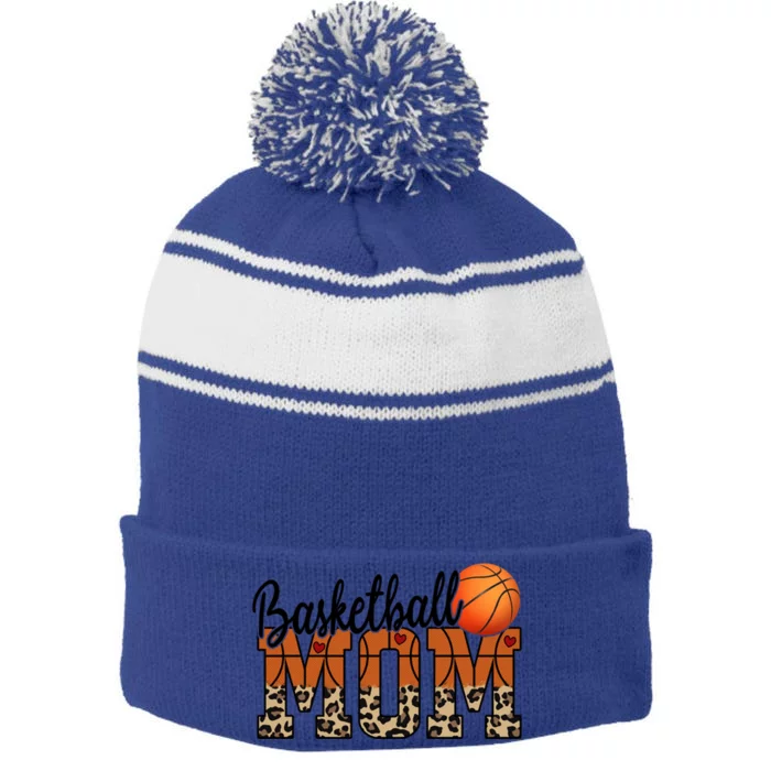 Basketball Mom Gift Funny Ball Mom Cute Letter Great Gift Stripe Pom Pom Beanie