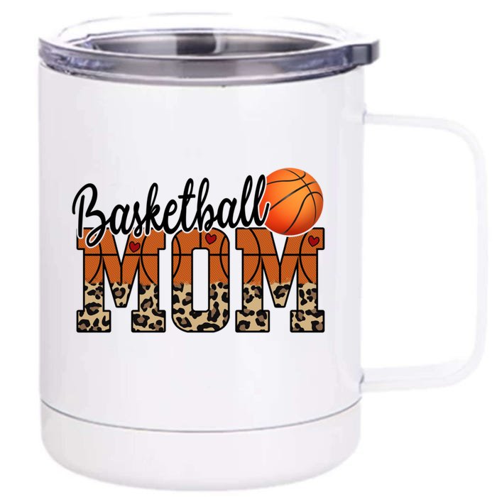 Basketball Mom Gift Funny Ball Mom Cute Letter Great Gift Front & Back 12oz Stainless Steel Tumbler Cup