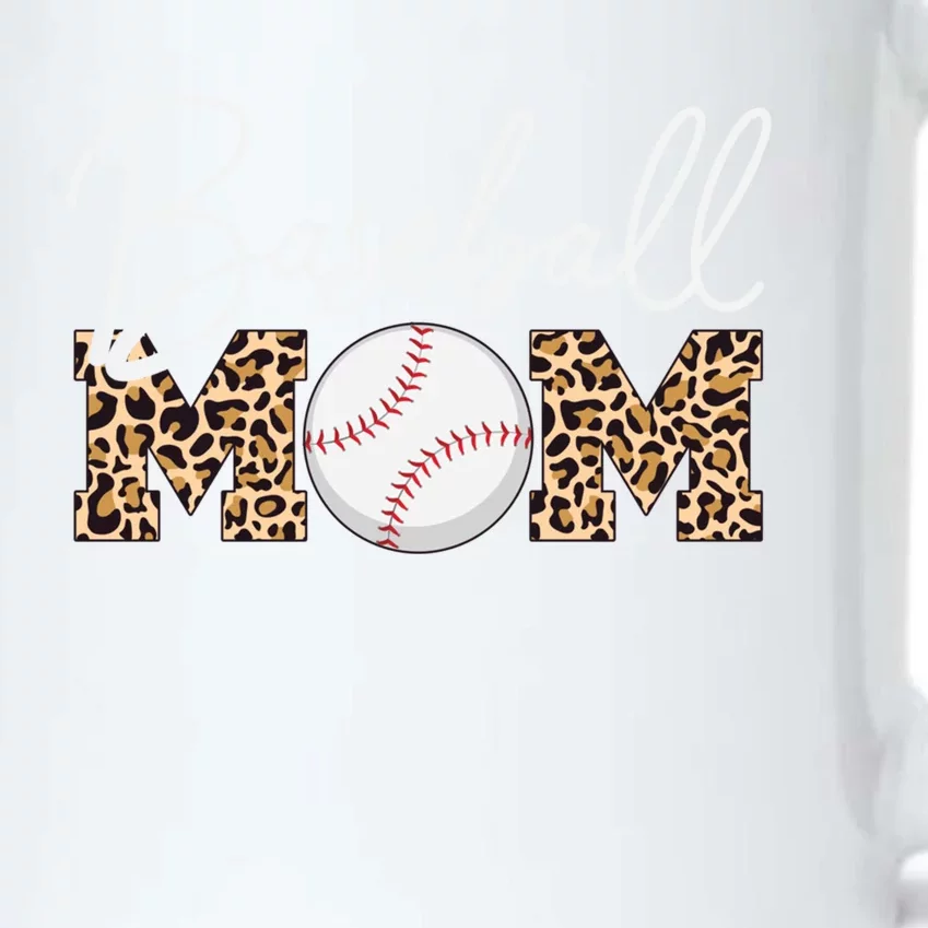 Baseball Mom Gift Leopard Print Cursive Script Cool Gift Black Color Changing Mug