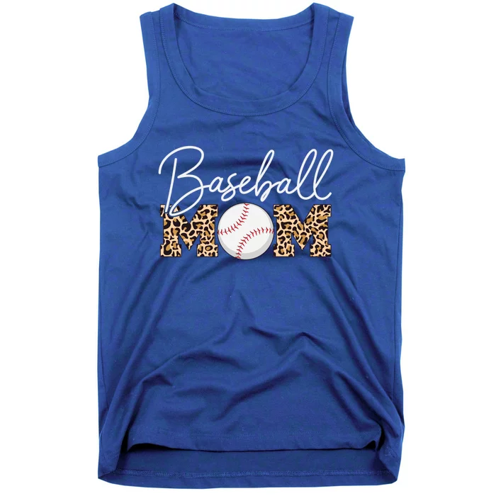 Baseball Mom Gift Leopard Print Cursive Script Cool Gift Tank Top