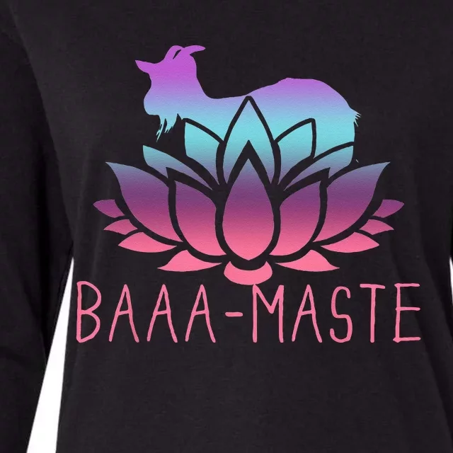 Baaa Maste Goat Yoga Namaste Spiritual Meditation Om Nayah Womens Cotton Relaxed Long Sleeve T-Shirt