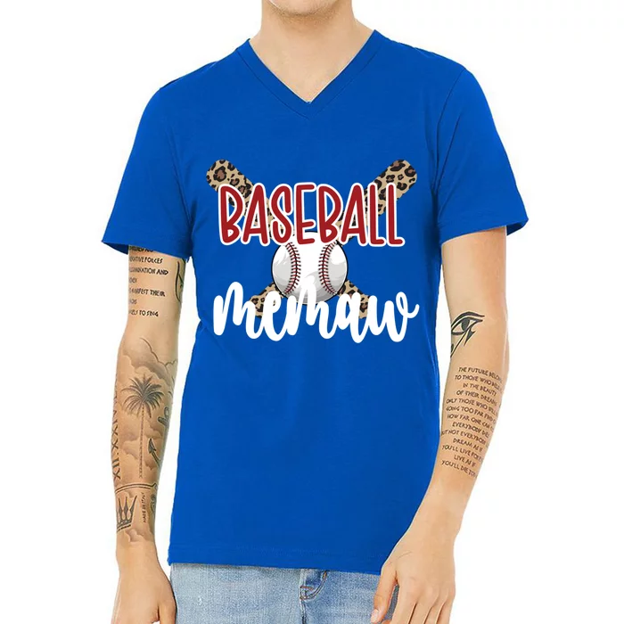 Baseball Memaw Grandma Baseball Player Memaw Gift V-Neck T-Shirt