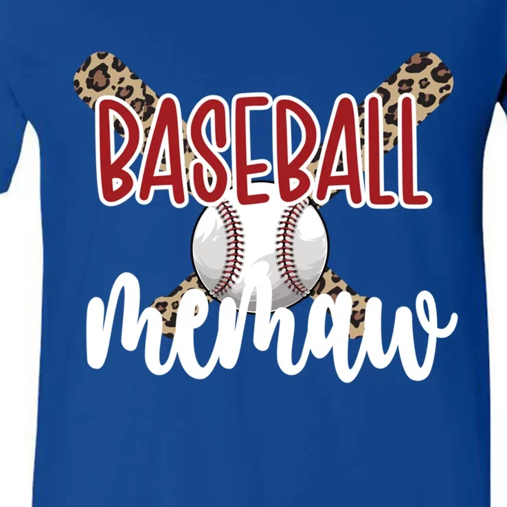 Baseball Memaw Grandma Baseball Player Memaw Gift V-Neck T-Shirt