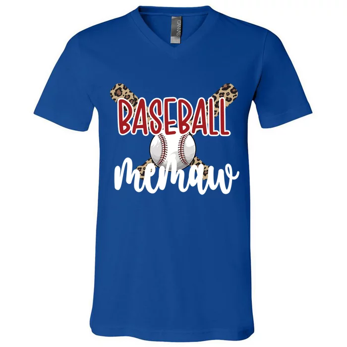 Baseball Memaw Grandma Baseball Player Memaw Gift V-Neck T-Shirt