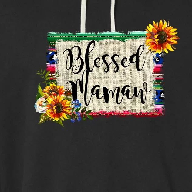 Blessed Mamaw Grandmother Floral Gift Garment-Dyed Fleece Hoodie