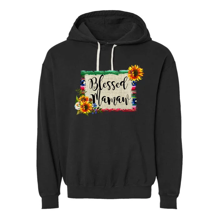 Blessed Mamaw Grandmother Floral Gift Garment-Dyed Fleece Hoodie